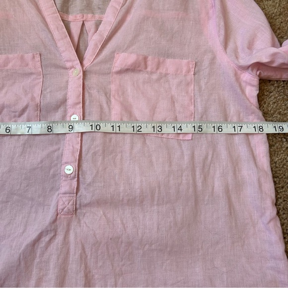 Old Navy Top Women’s XS Pink Linen Tunic Popover Buttons Henley Pockets Coastal - Picture 8 of 10